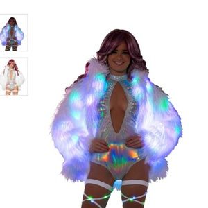 💜RARE🌈 J. Valentine Light Up Hip Length Fur Coat